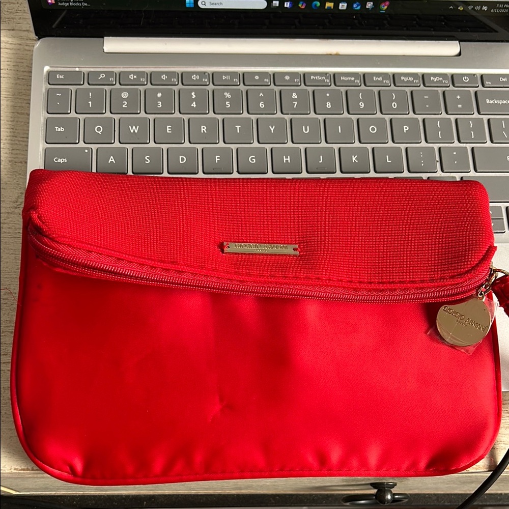 Giorgio Armani, Beauty Pochette, Red Rouge Folded Makeup Clutch wristlet